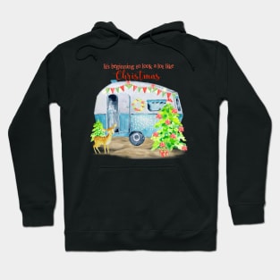 Christmas Retro Vintage Camper Caravan Hoodie